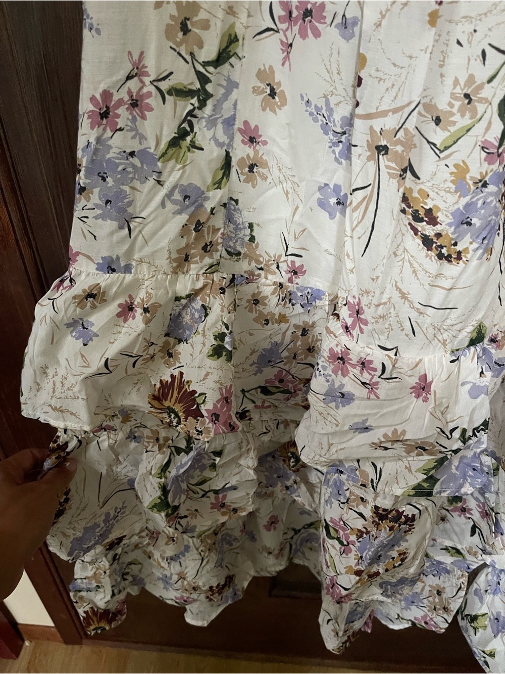 Anthropologie Floral Tiered Puff-Sleeve Midi Dress - White Size S - Picture 11 of 12